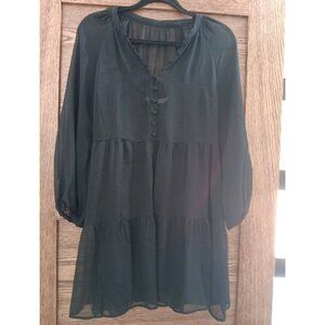 Abercrombie & Fitch 90's Little Black Dress Sheer Long Sleeve With Slip Dress Wi